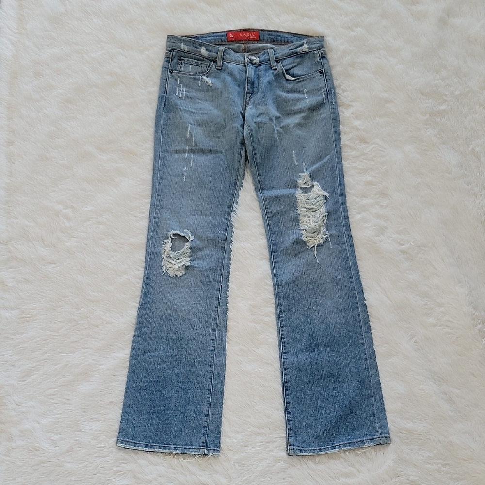 Angel Premium Y2K Boot Cut Distressed Jeans Women Juniors Size 9